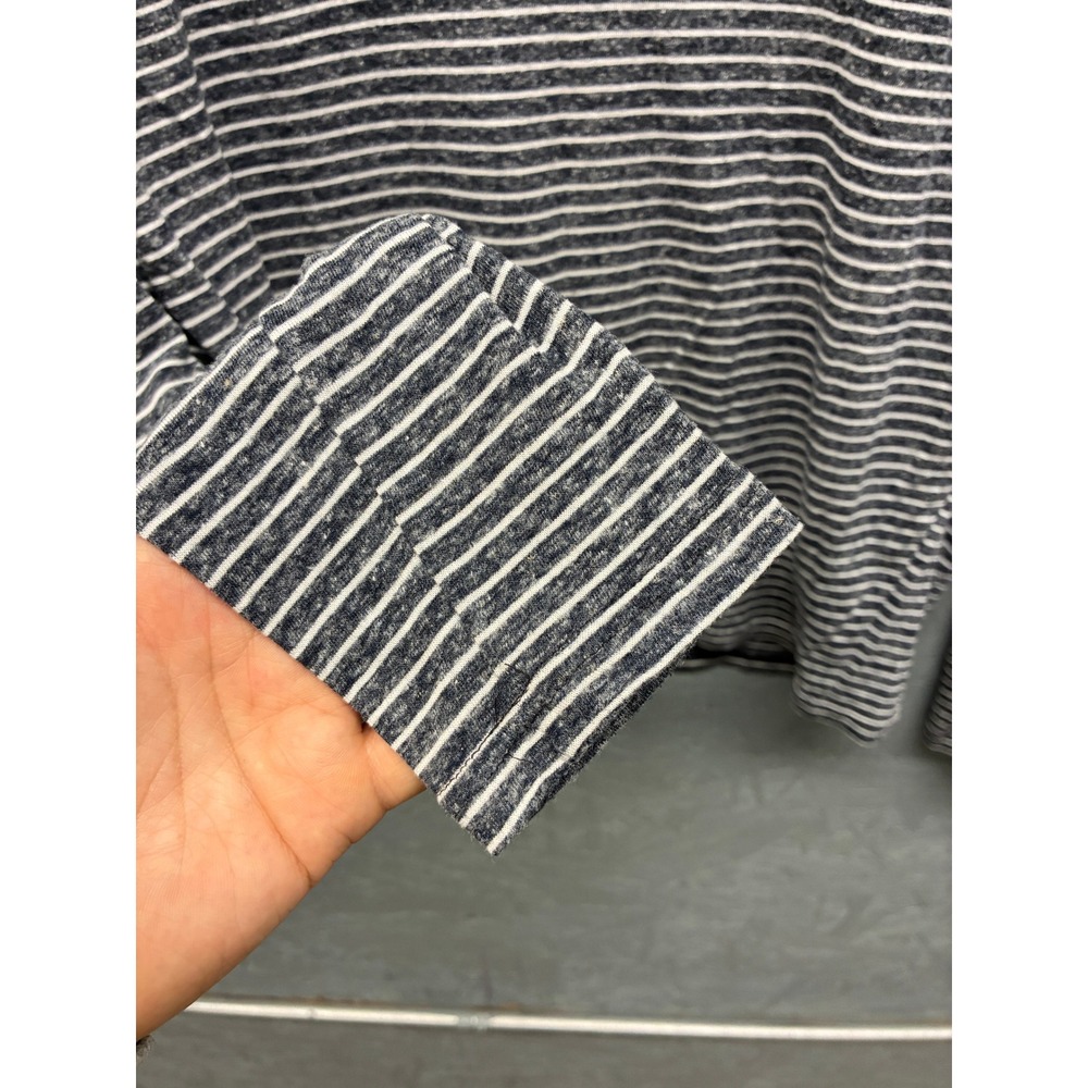 Lacoste Striped Linen Blend V Neck Shirt Women's M (38) Gray White Long Sleeve T - Picture 3 of 9
